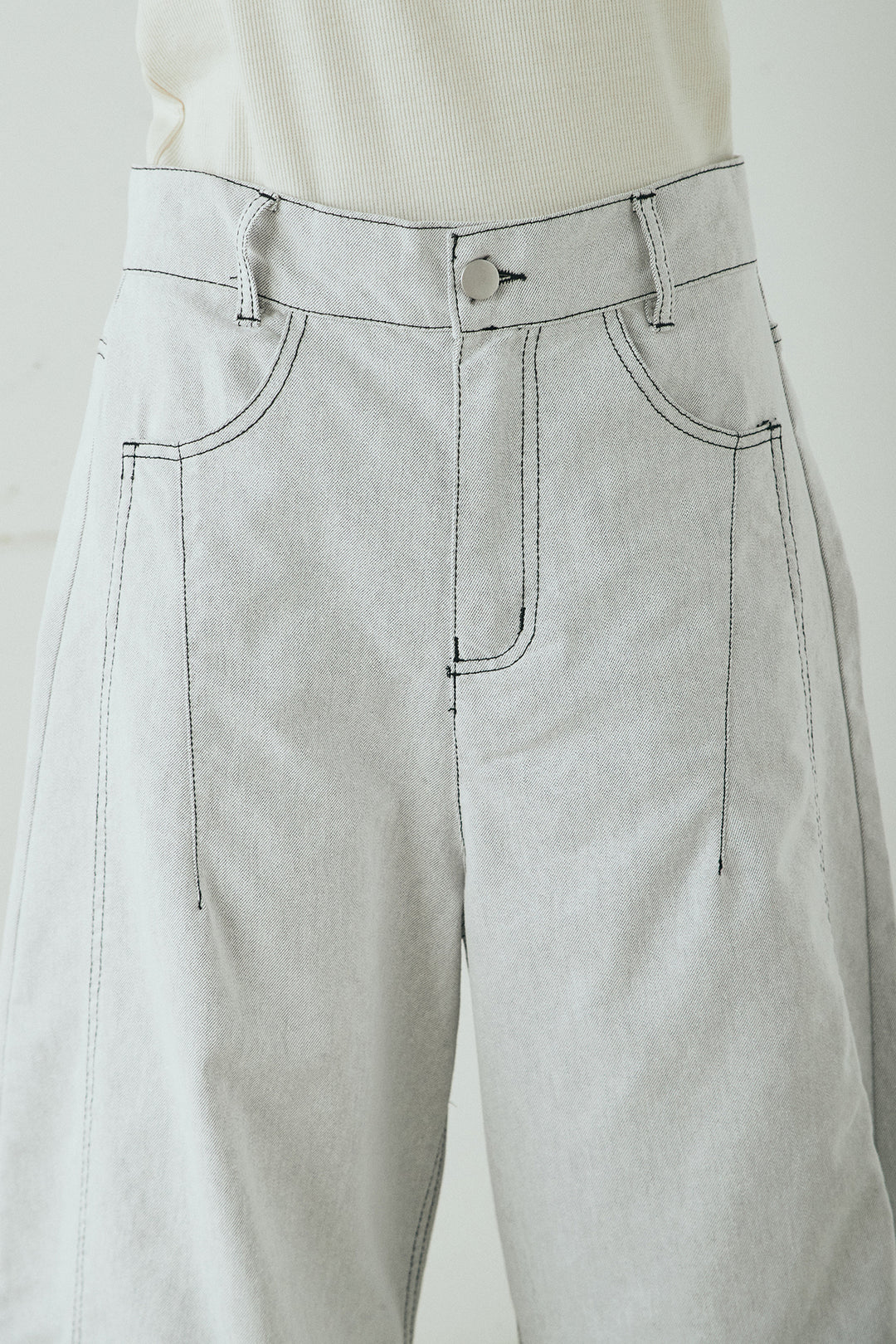 ツイル配色ステッチバレルパンツ