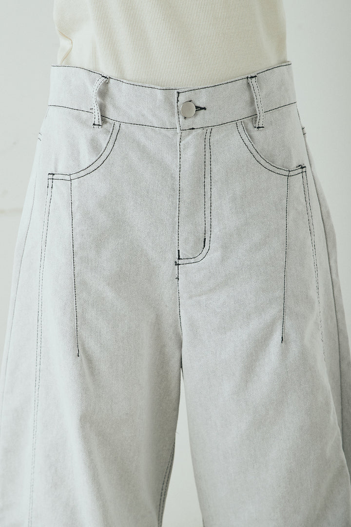 ツイル配色ステッチバレルパンツ