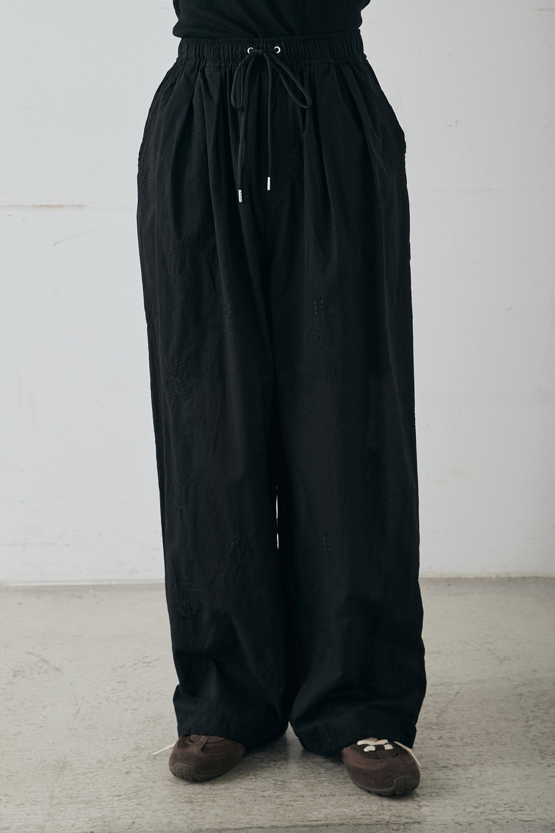 [SET]刺繍ローンオープンカラーシャツ+刺繍ローンタックイージーパンツ(2set)