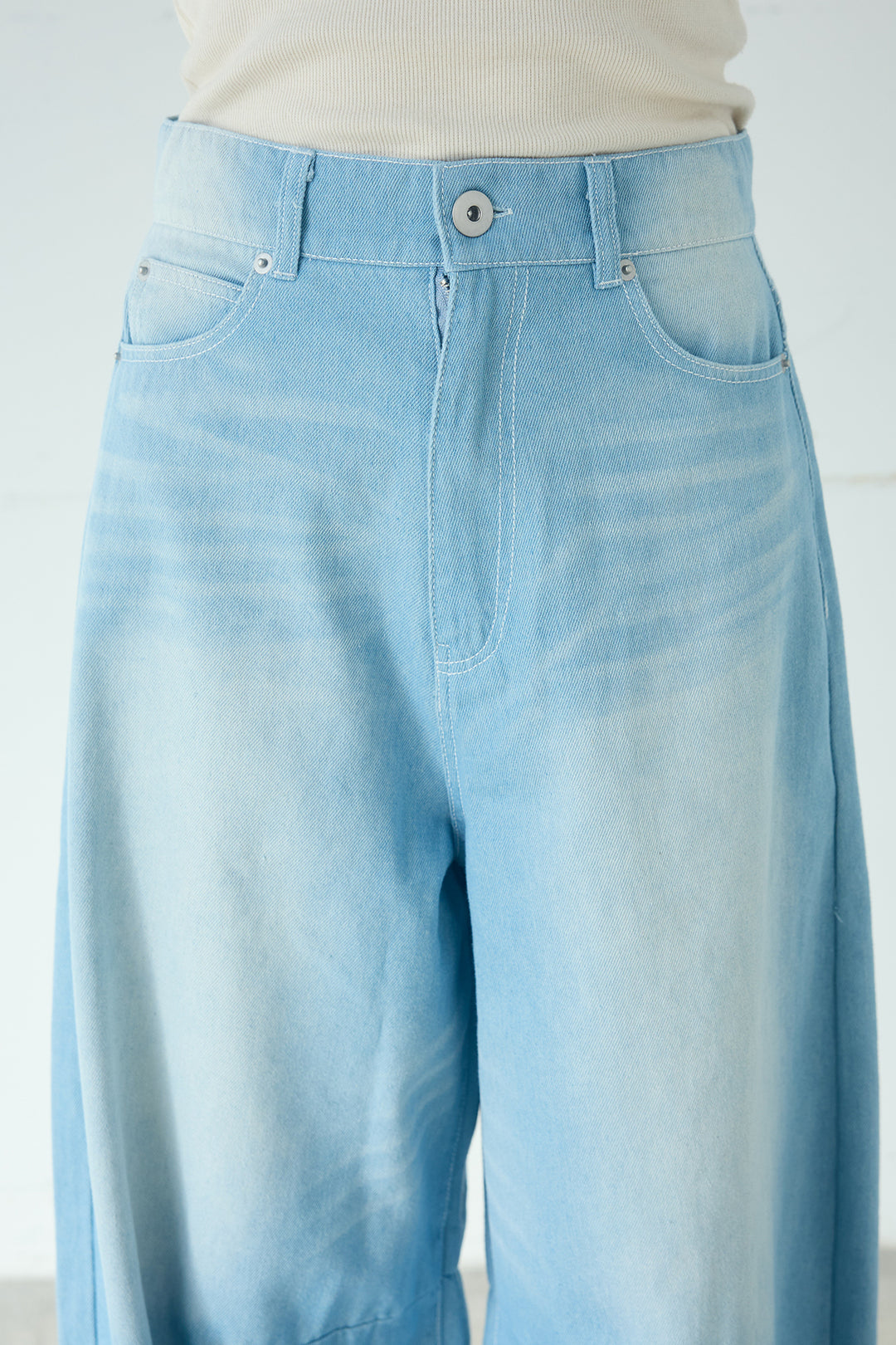 ヴィンテージ加工デニムワイドパンツ