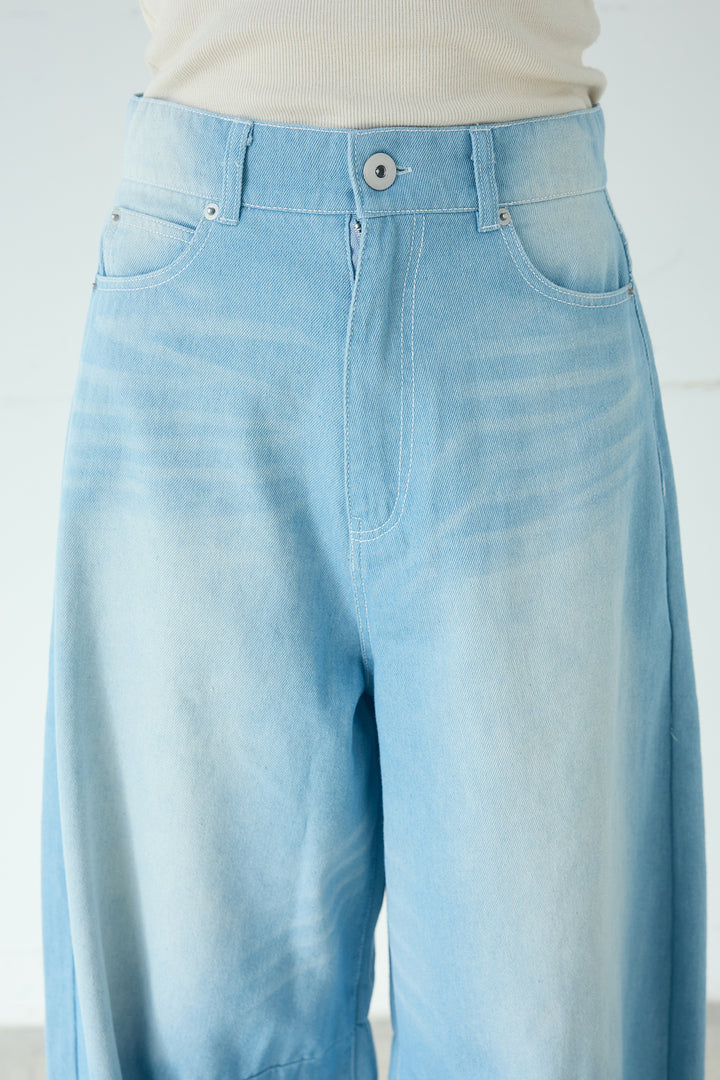ヴィンテージ加工デニムワイドパンツ
