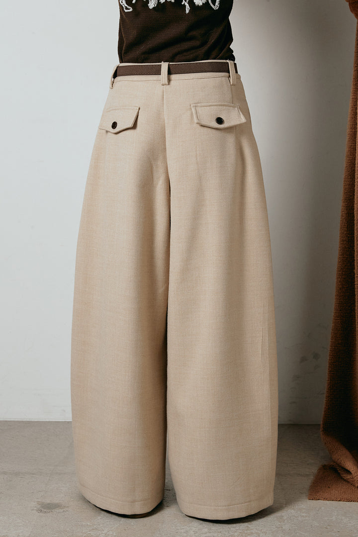 [SET]アルパカタッチダブルフェイスカーディガン+ポーチベルト付きカーブパンツ(2set)