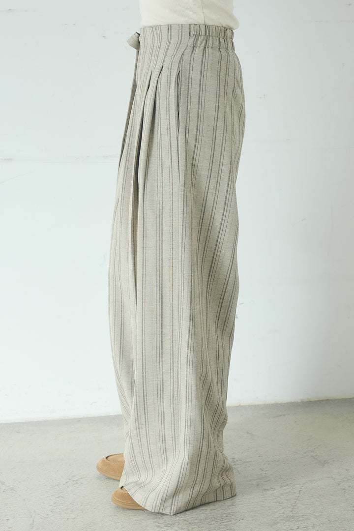 リネンライクピンストライプサイドデザインパンツ