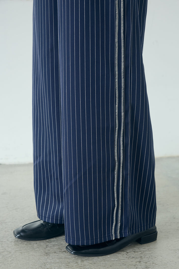 ストライプ柄トラックイージーパンツ