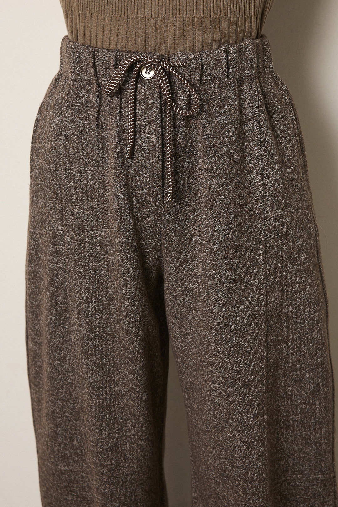 [SET]ハイネックボーダーニットカーディガン+杢ニットフレアパンツ(2set)