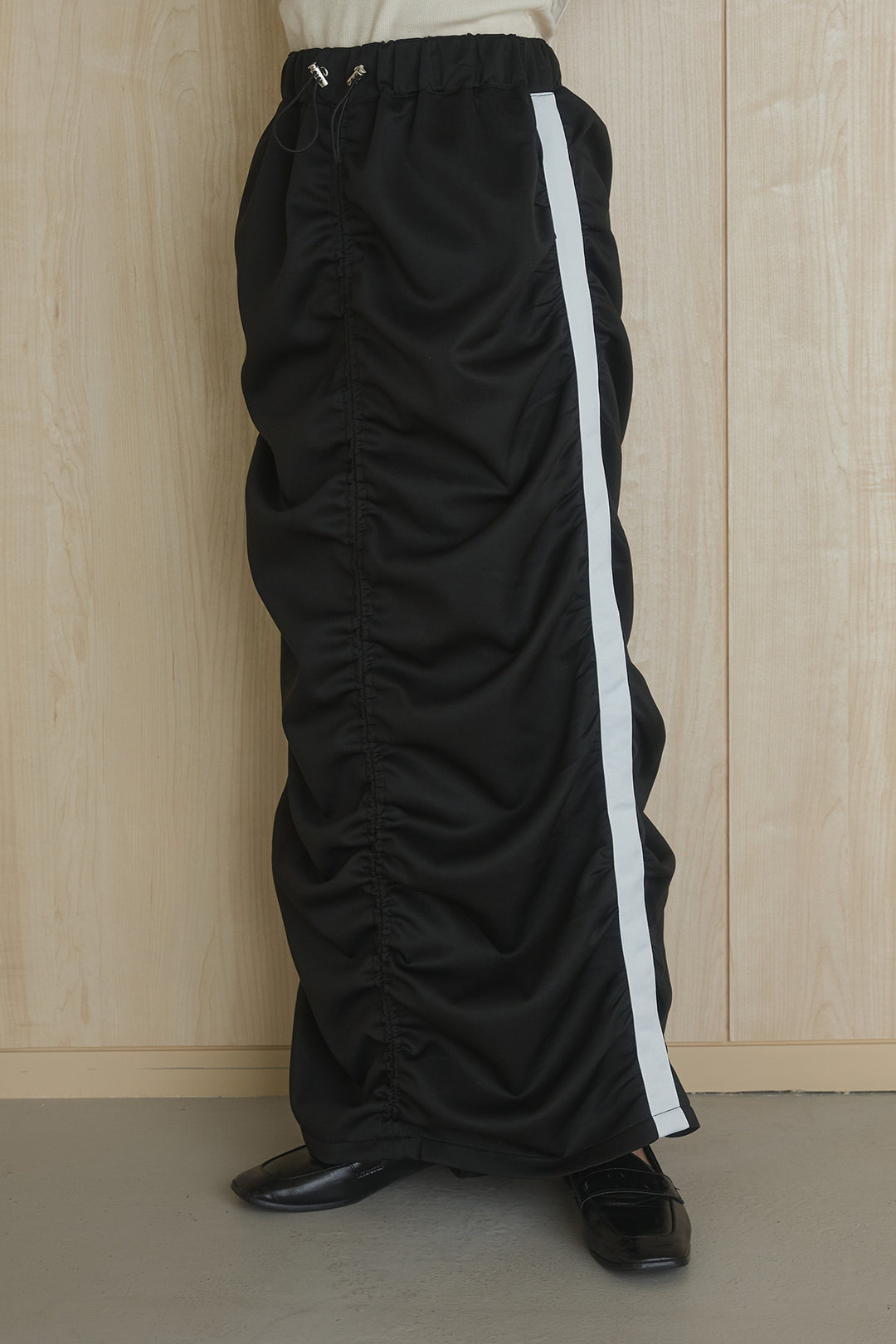 [SET]異素材切替ZIPブルゾン+サイドラインギャザースカート(2set)