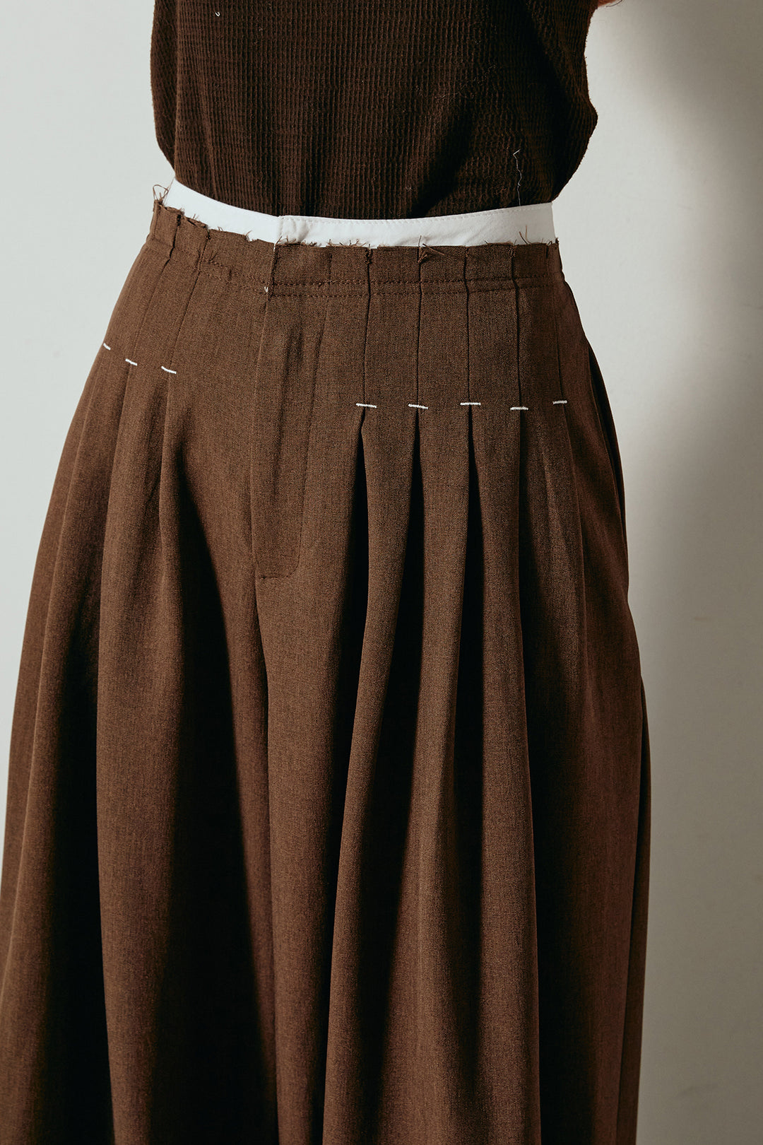 ウエストステッチデザインワイドスラックス