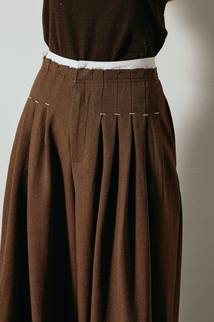 ウエストステッチデザインワイドスラックス