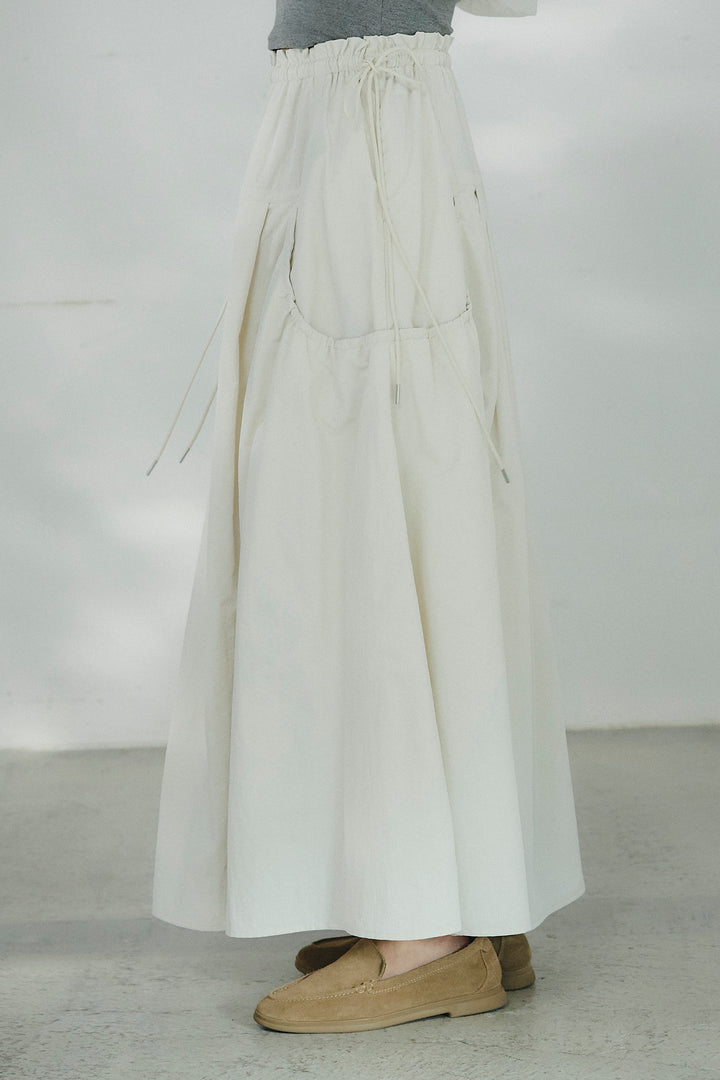 [SET]スタンドネックシアーブルゾン+ナイロンデザインフレアスカート(2set)