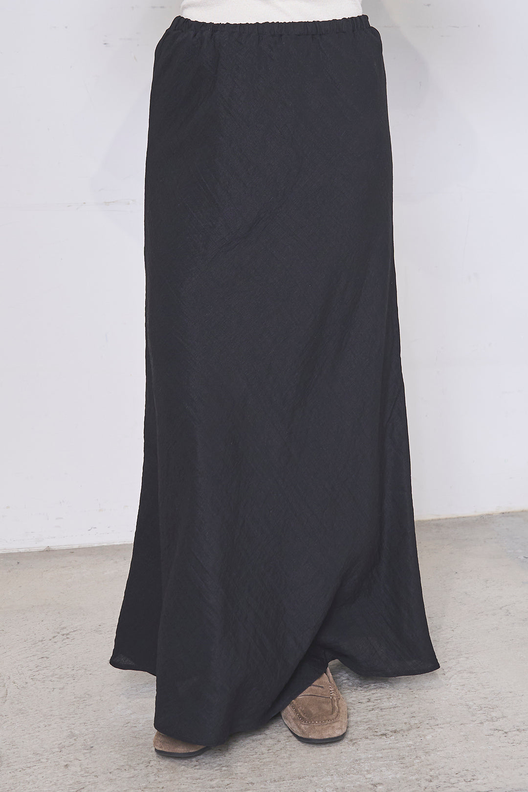 [SET]リネンブレンドシアーサファリシャツ+リネンブレンドロングナロースカート(2set)