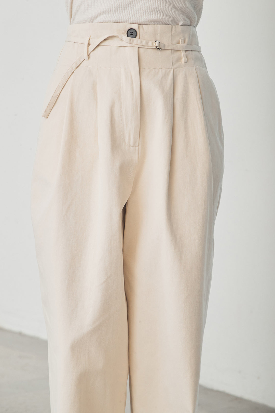 [SET]ツイルシャツジャケット+ツイルハイウエストタックパンツ(2set)