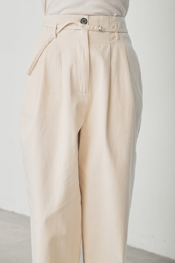 [SET]ツイルシャツジャケット+ツイルハイウエストタックパンツ(2set)