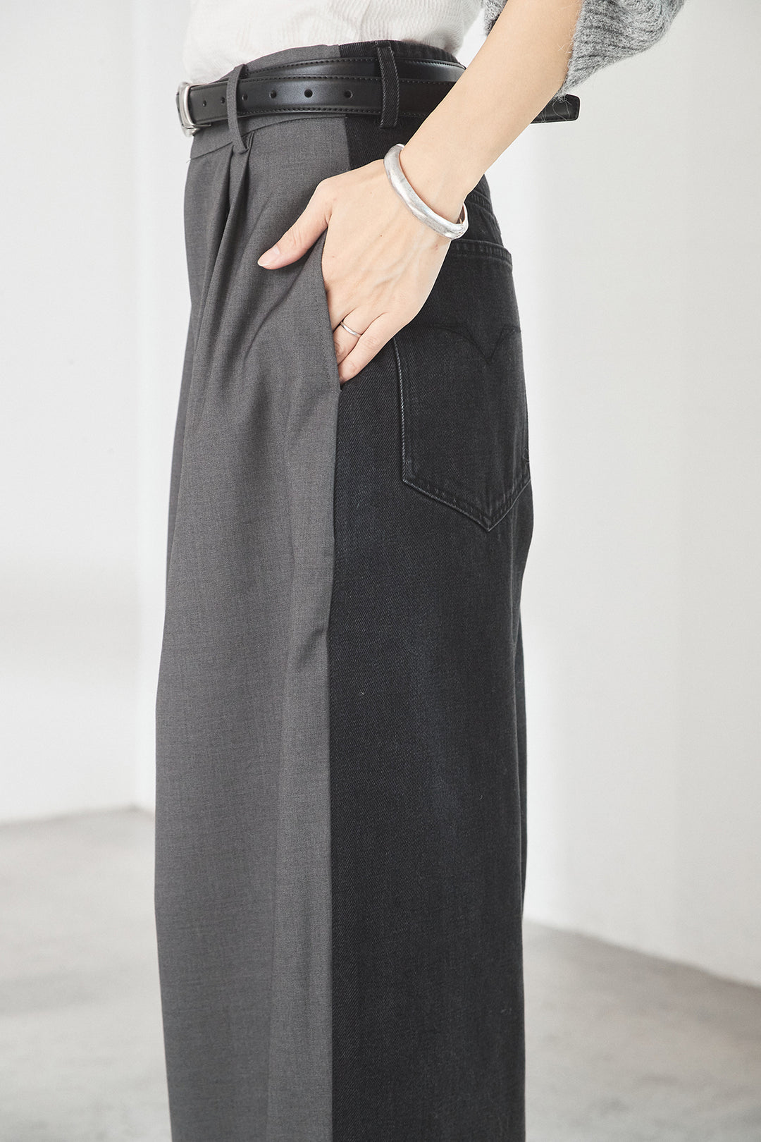 異素材ドッキングワイドパンツ