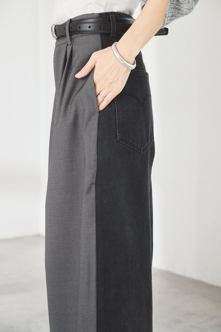 異素材ドッキングワイドパンツ