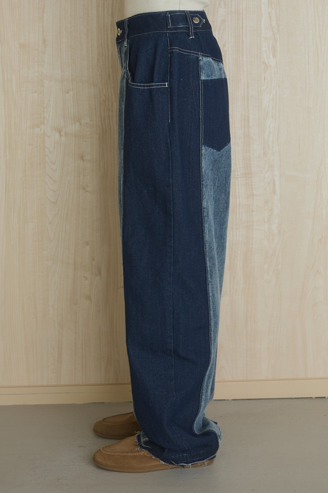 【即納】コントラストデニムパンツ