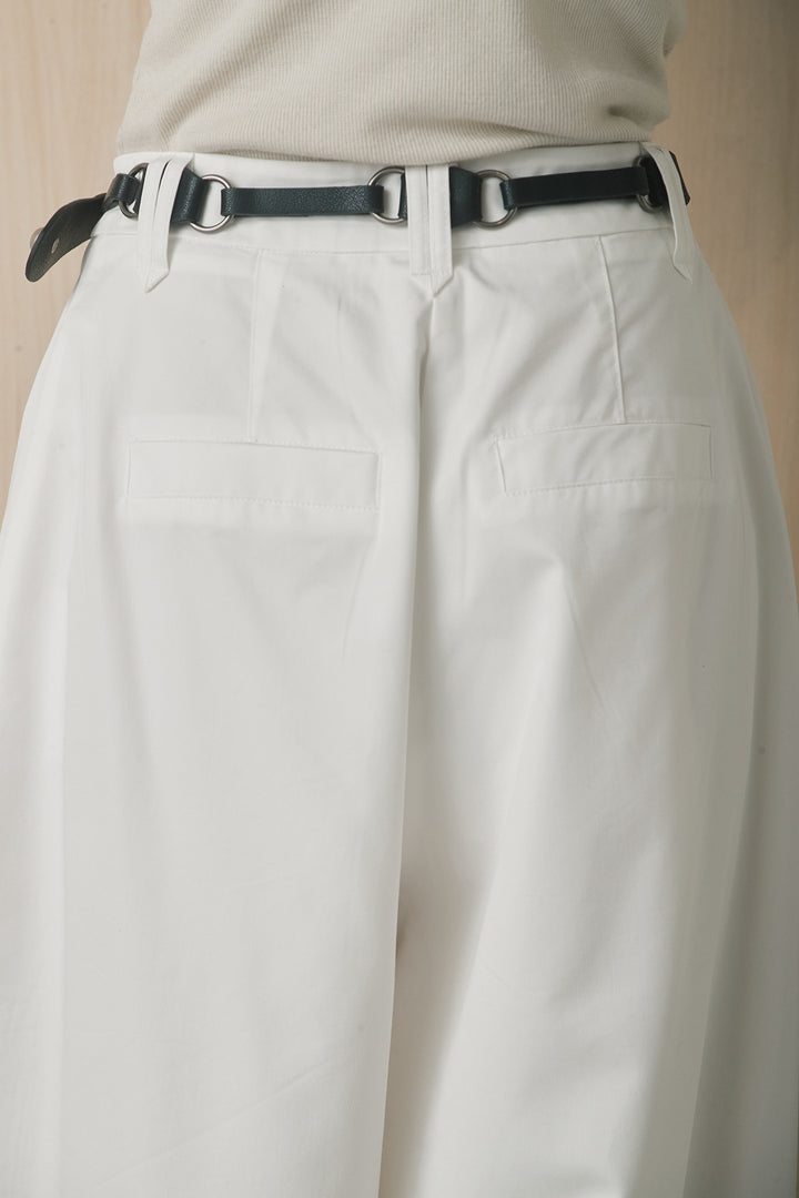 [SET]ヘンリーネックドレープカットソー+サークルバックルベルト付きタックワイドパンツ(2set)