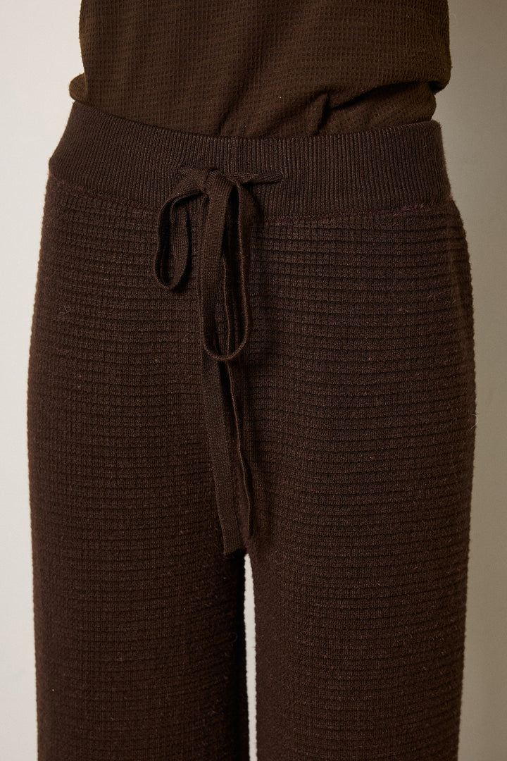 [SET]デニムカラーケーブルオーバーニット+ワイドリブニットイージーパンツ(2set)