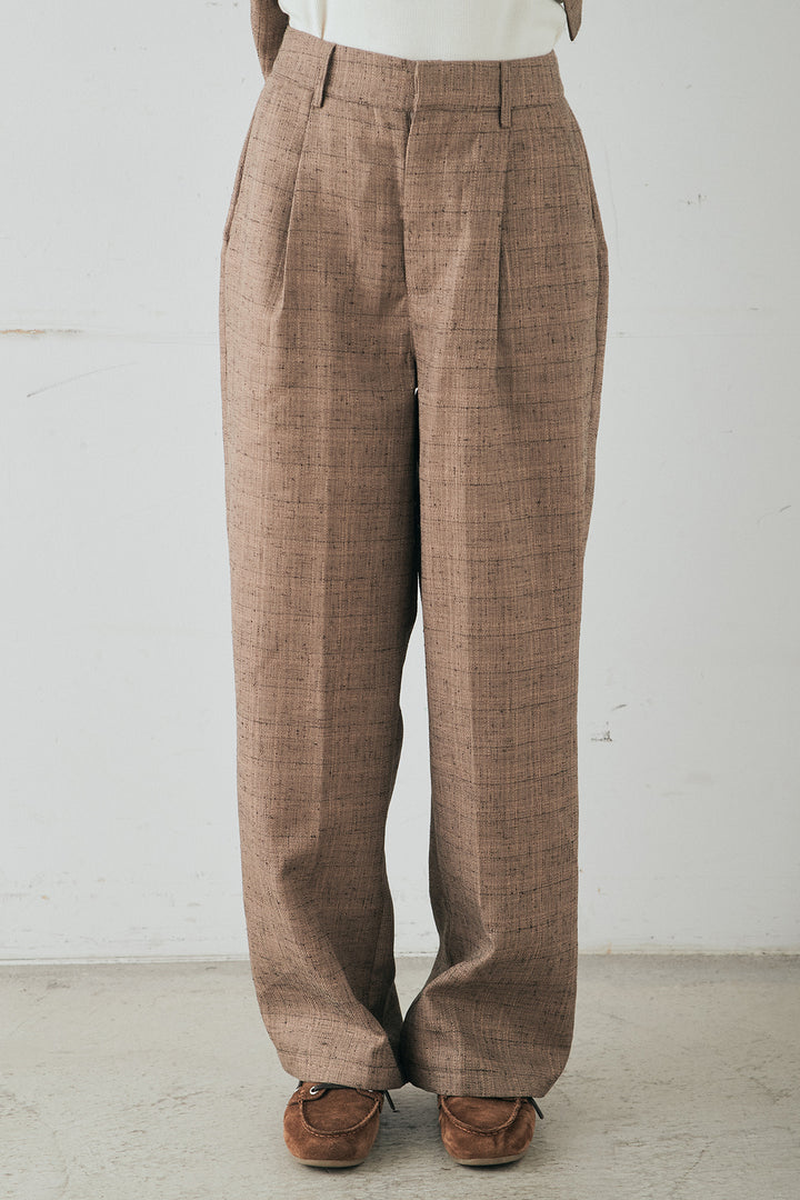 [SET]ツイードウエストドロストシャツ+ツイードタックパンツ(2set)