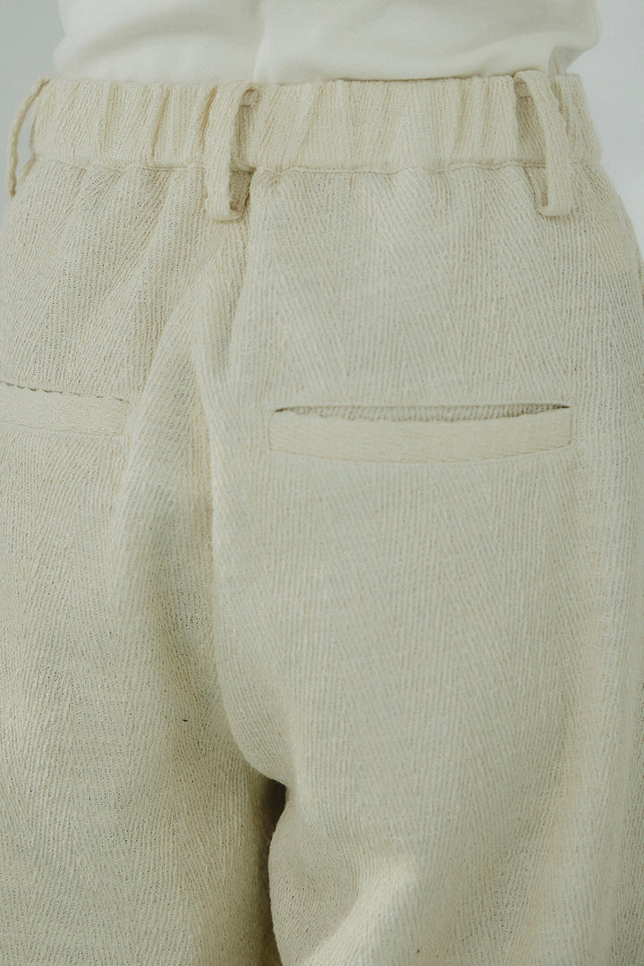 [SET]スキッパーペプラムニット+デニムライクヘリンボーンタックパンツ(2set)