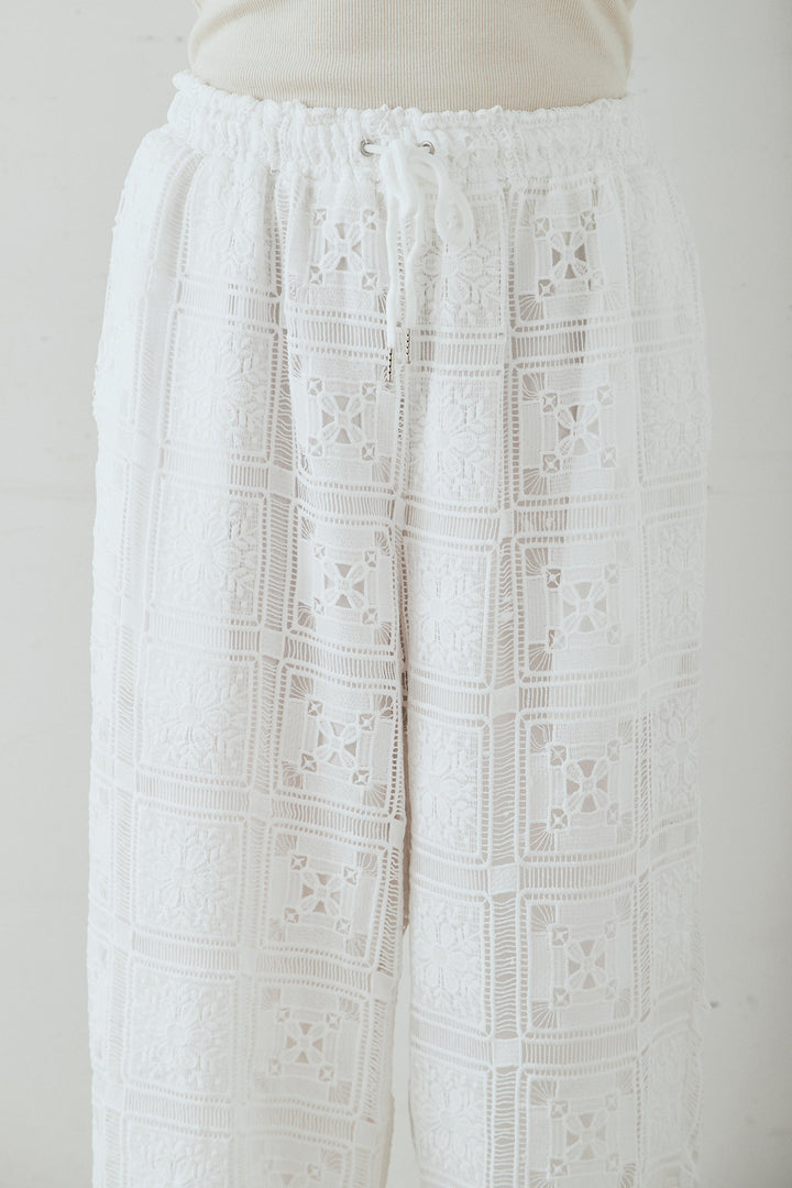 [SET]クロシェレースカーディガン+クロシェレースイージーパンツ(2set)