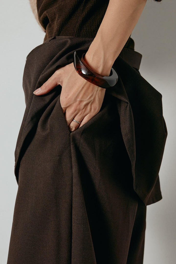 ベルト付きウエストデザインパンツ