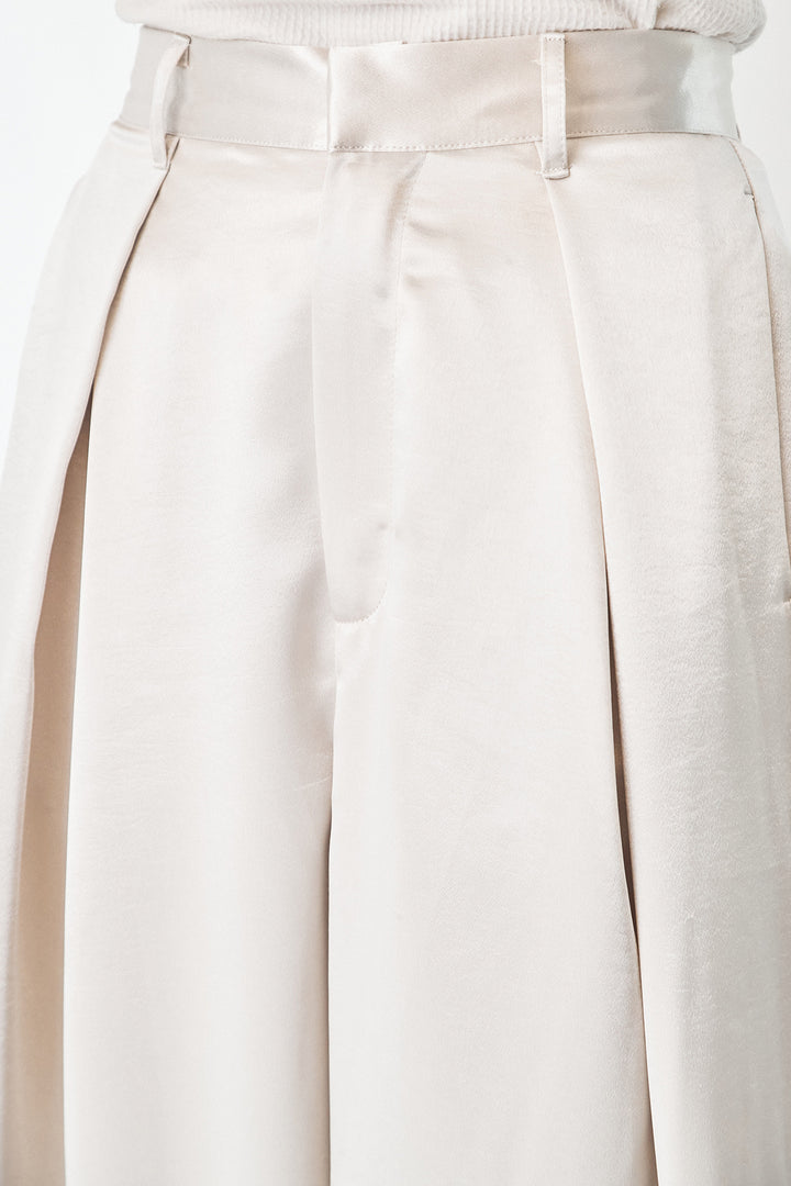 [SET]メッシュフリンジ切り替えプルオーバー+サテンタックワイドパンツ(2set)