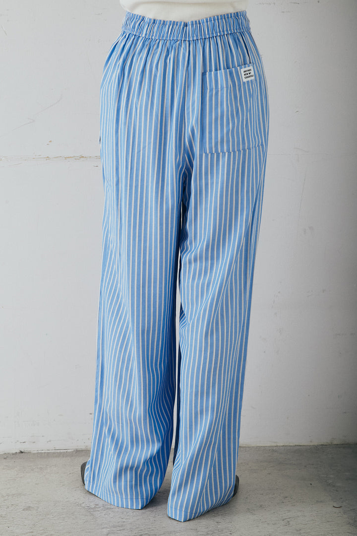 [SET]裾巻きツイストデザインシャツ+レーヨンストライプイージーワイドパンツ(2set)