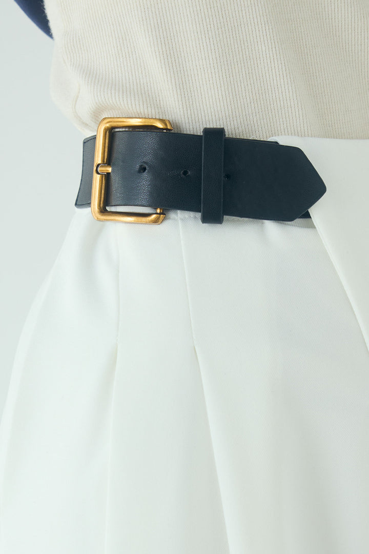 [SET]無地タイ付フーディーBIGシャツ+サイドベルトタック入りスラックス(2set)