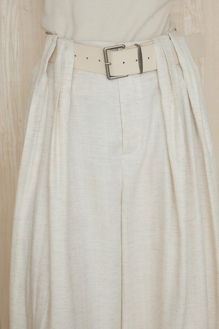 テンセルリネンベルトループワイドパンツ