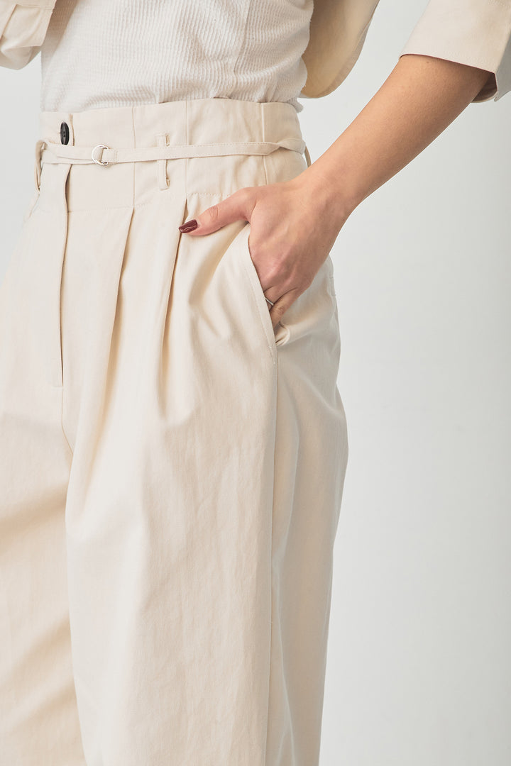 [SET]ツイルシャツジャケット+ツイルハイウエストタックパンツ(2set)