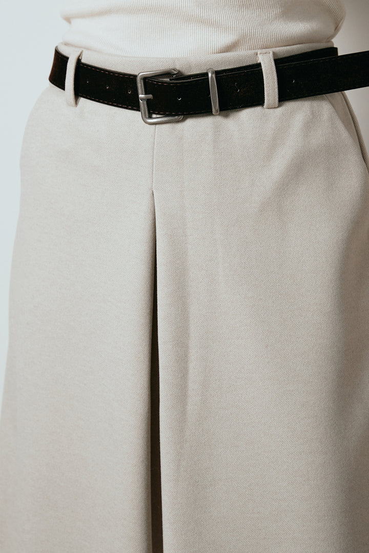 [SET]パターンランダム編みニットトップス+ベルト付きフロントタックデザインパンツ(2set)