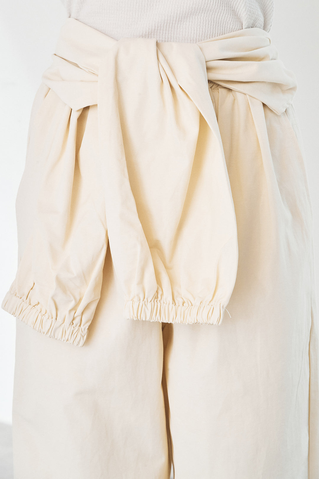 【即納】合繊ツイルスタンドウエスト巻きジョガーパンツ