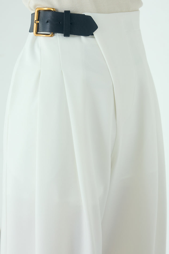 [SET]ネックギャザーフリルスウェット+サイドベルトタック入りスラックス(2set)