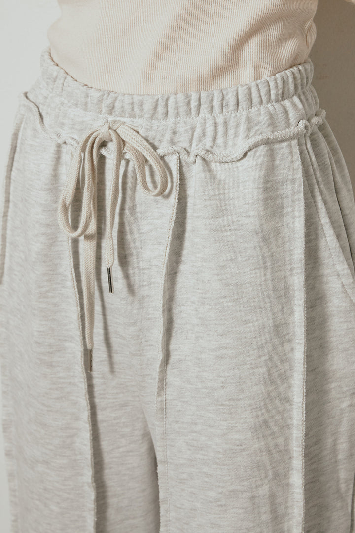 [SET]ハイネックミックスニットトップス+フロントラインデザインワイドスウェットパンツ(2set)