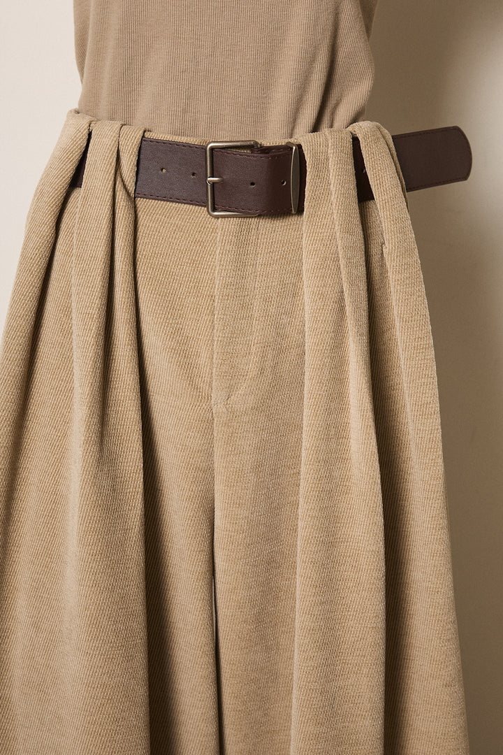 [SET]エコファースタンドカラーニュアンス柄ブルゾン+ベルトループコーデュロイワイドパンツ(2set)