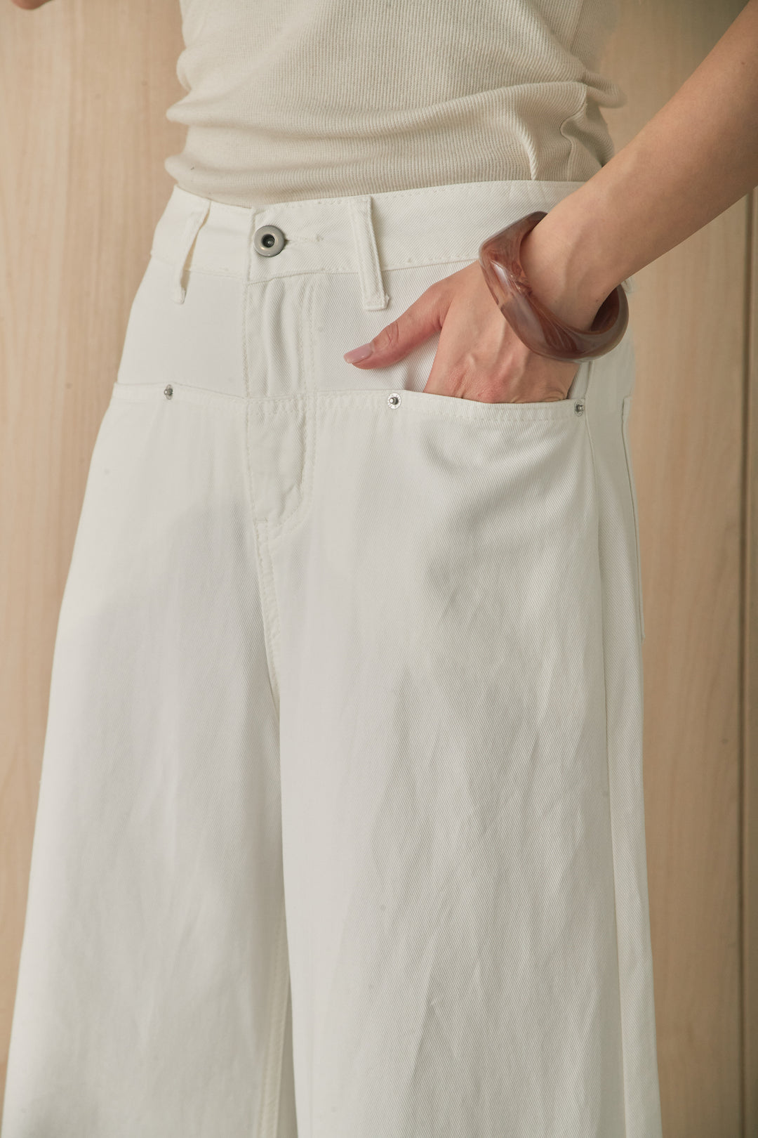 [SET]ノースリーブシャギートップス+フロントポケットデニムパンツ(2set)