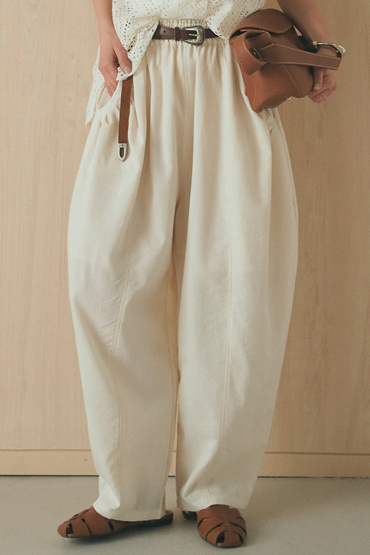 [SET]長袖襟付きレースシャツ+ポケットタックフォルムパンツ(2set)