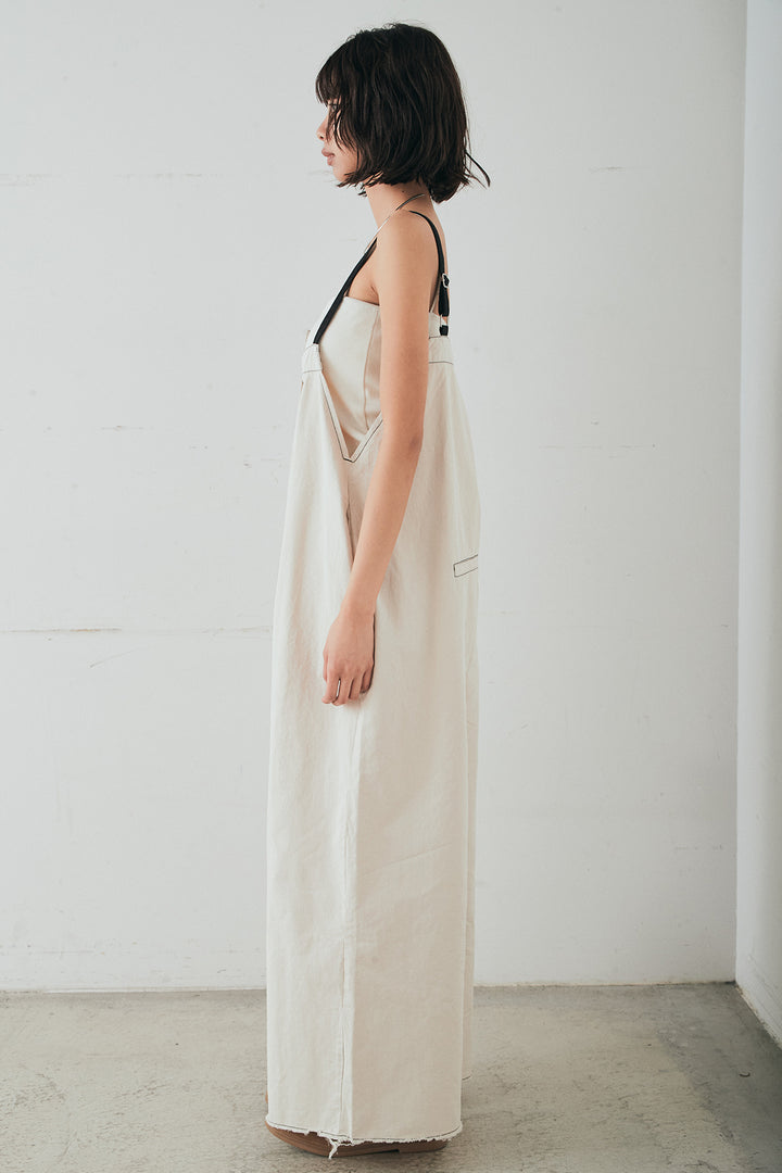 [SET]シアーダンボールサイドドロストジャケット+綿ツイルアシメサロペット(2set)