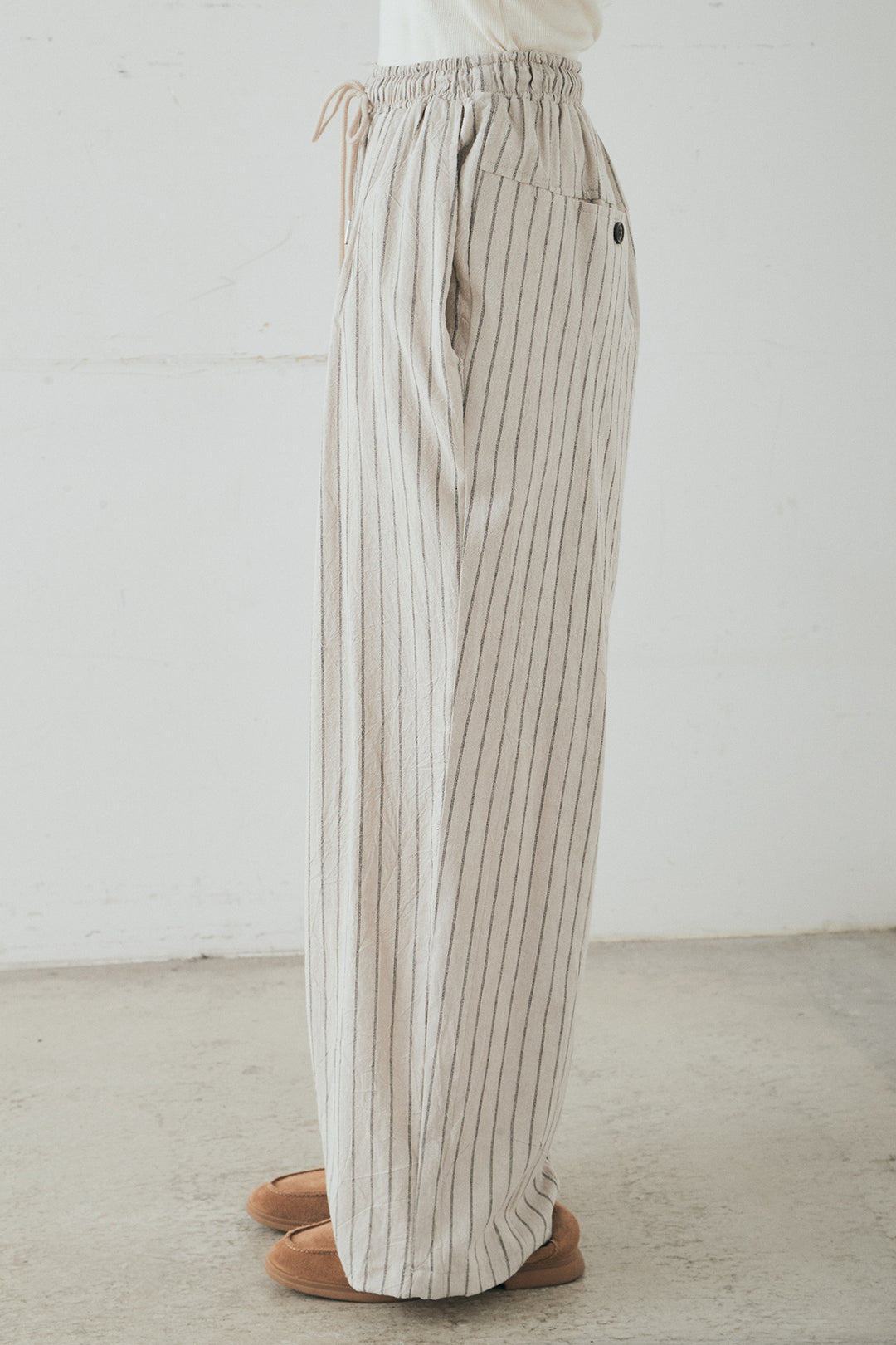 [SET]リネンライクストライプテーラードジャケット+リネンライクストライプタックイージーパンツ(2set)