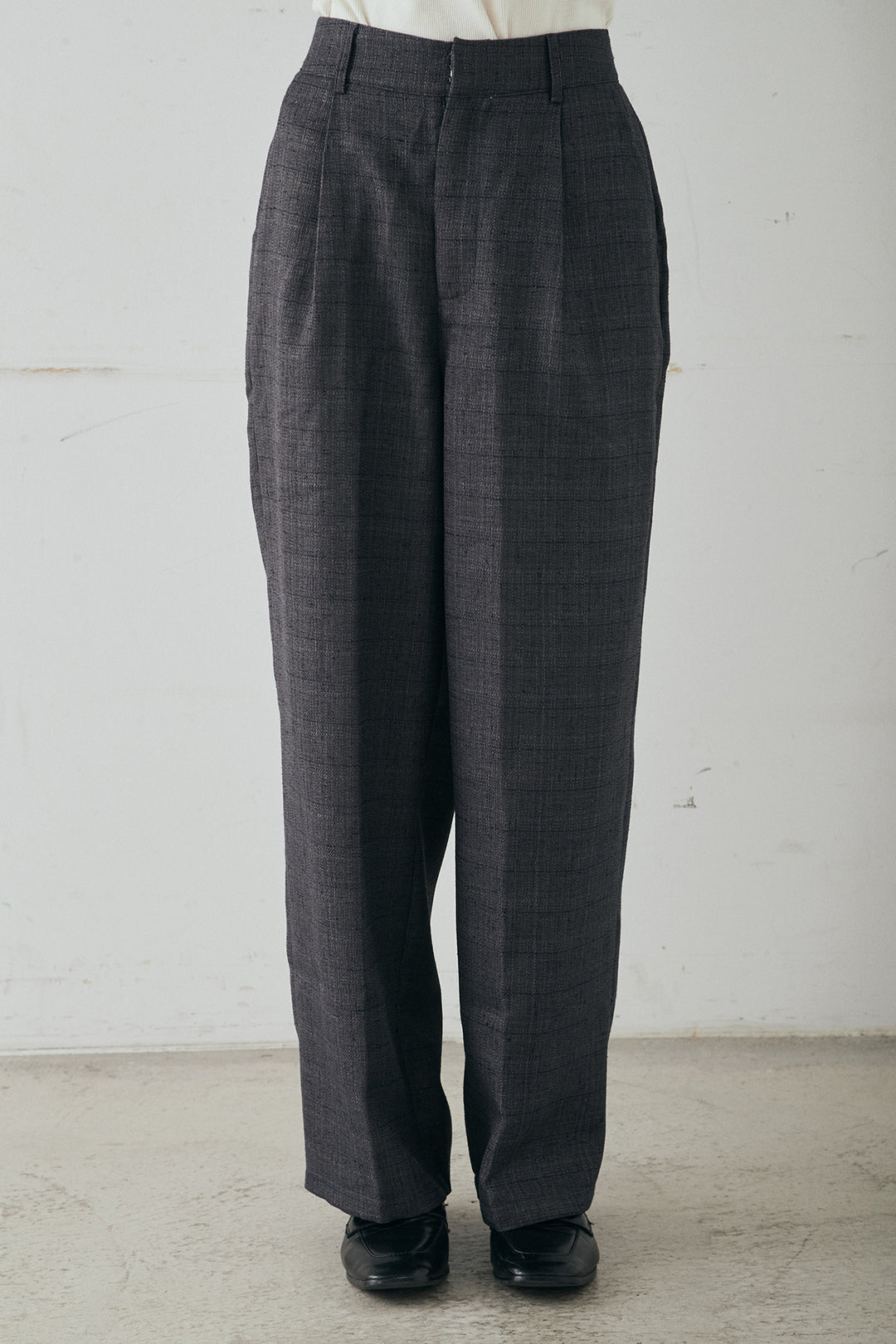 [SET]ツイードウエストドロストシャツ+ツイードタックパンツ(2set)