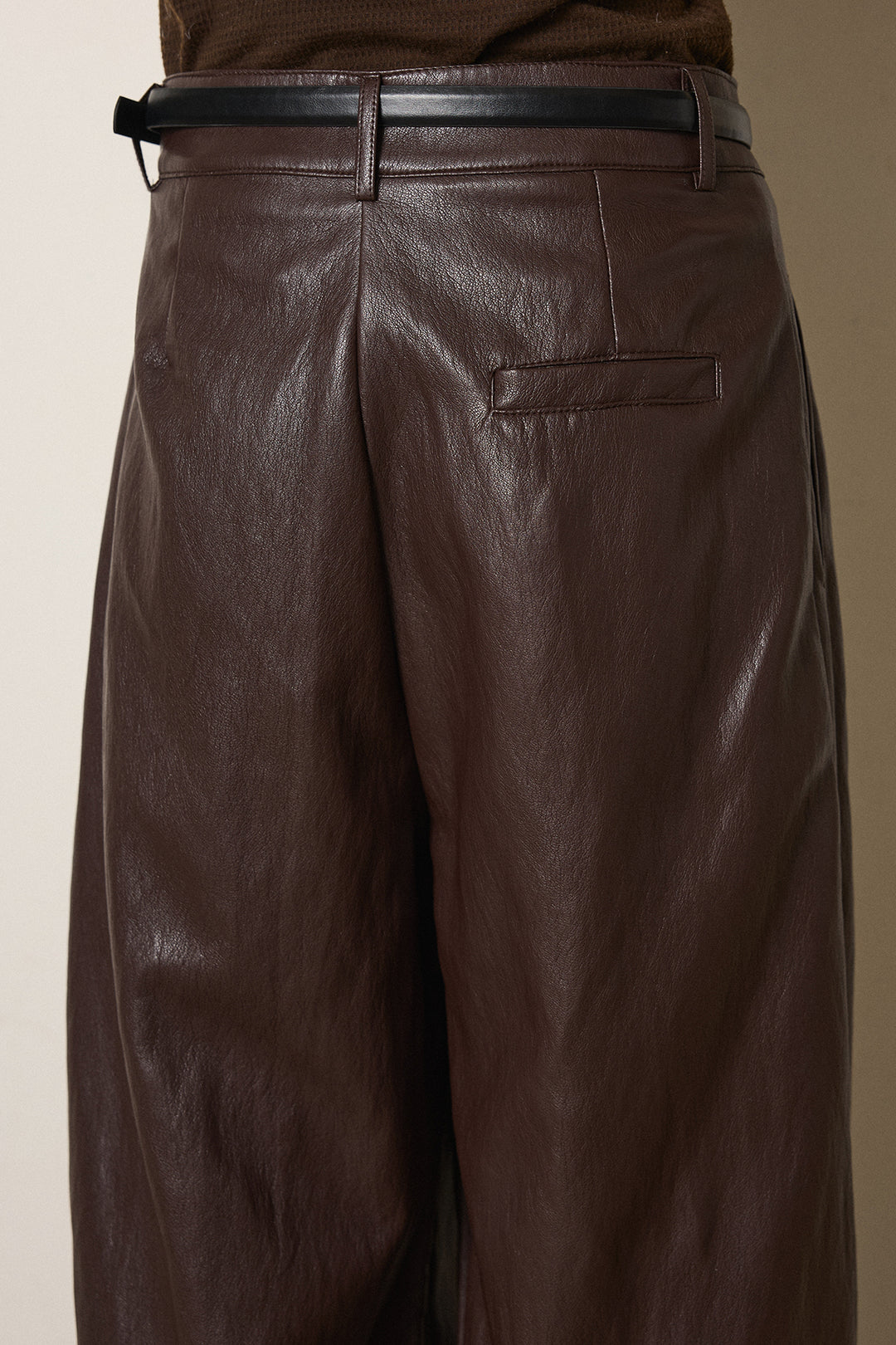 [SET]起毛ダブルジップパターンニットカーディガン+ベルト付きレザーライクタックパンツ(2set)