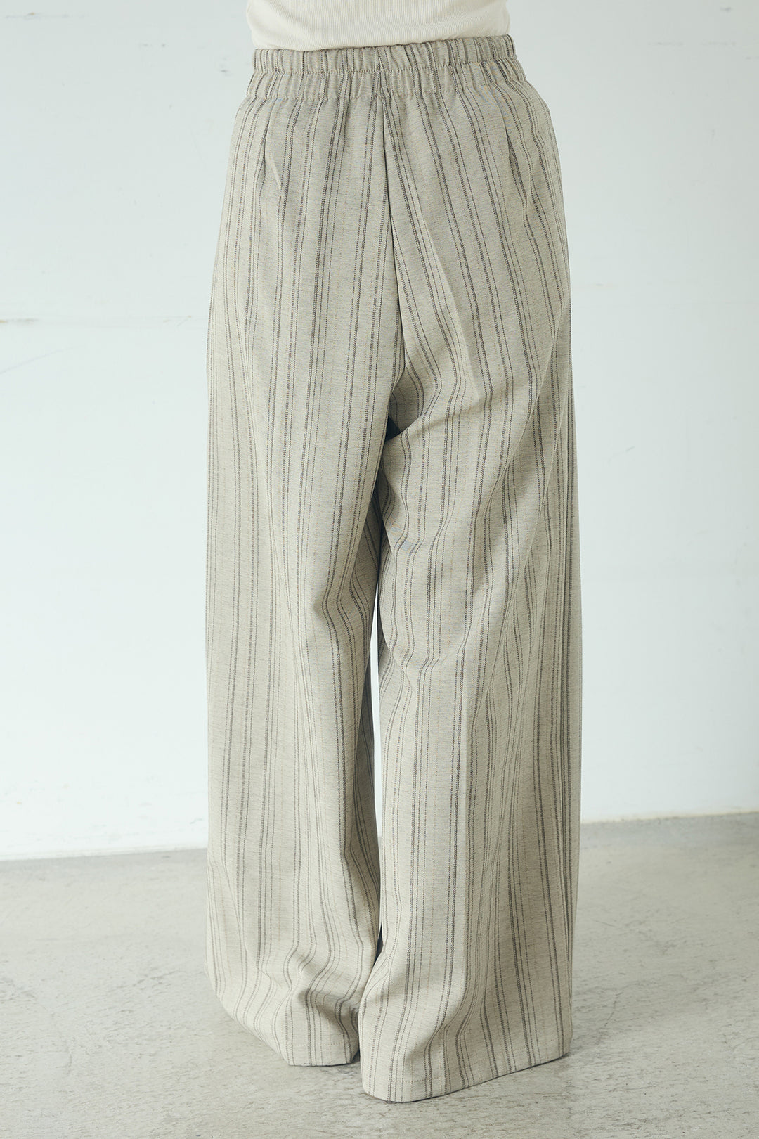 リネンライクピンストライプサイドデザインパンツ