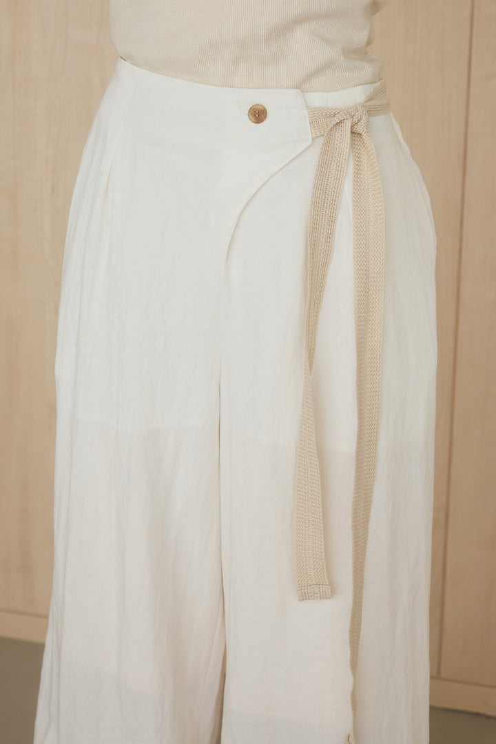 [SET]グラフィックサムデイワイドクロップドT+異素材ベルト付きラップ風ニュアンスワイドパンツ(2set)