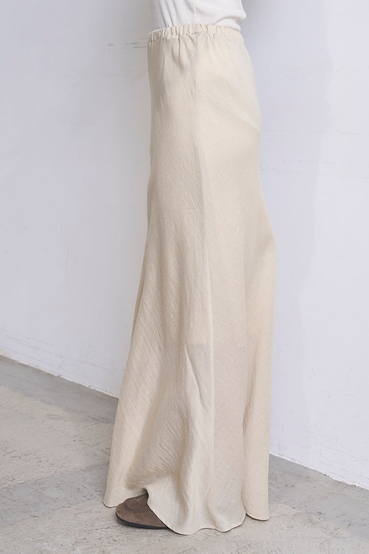 [SET]リネンブレンドシアーサファリシャツ+リネンブレンドロングナロースカート(2set)