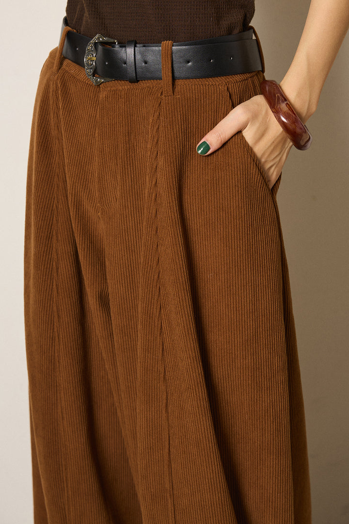 [SET]配色アーガイル柄ニットトップス+ベルト付きコーデュロイワイドパンツ(2set)