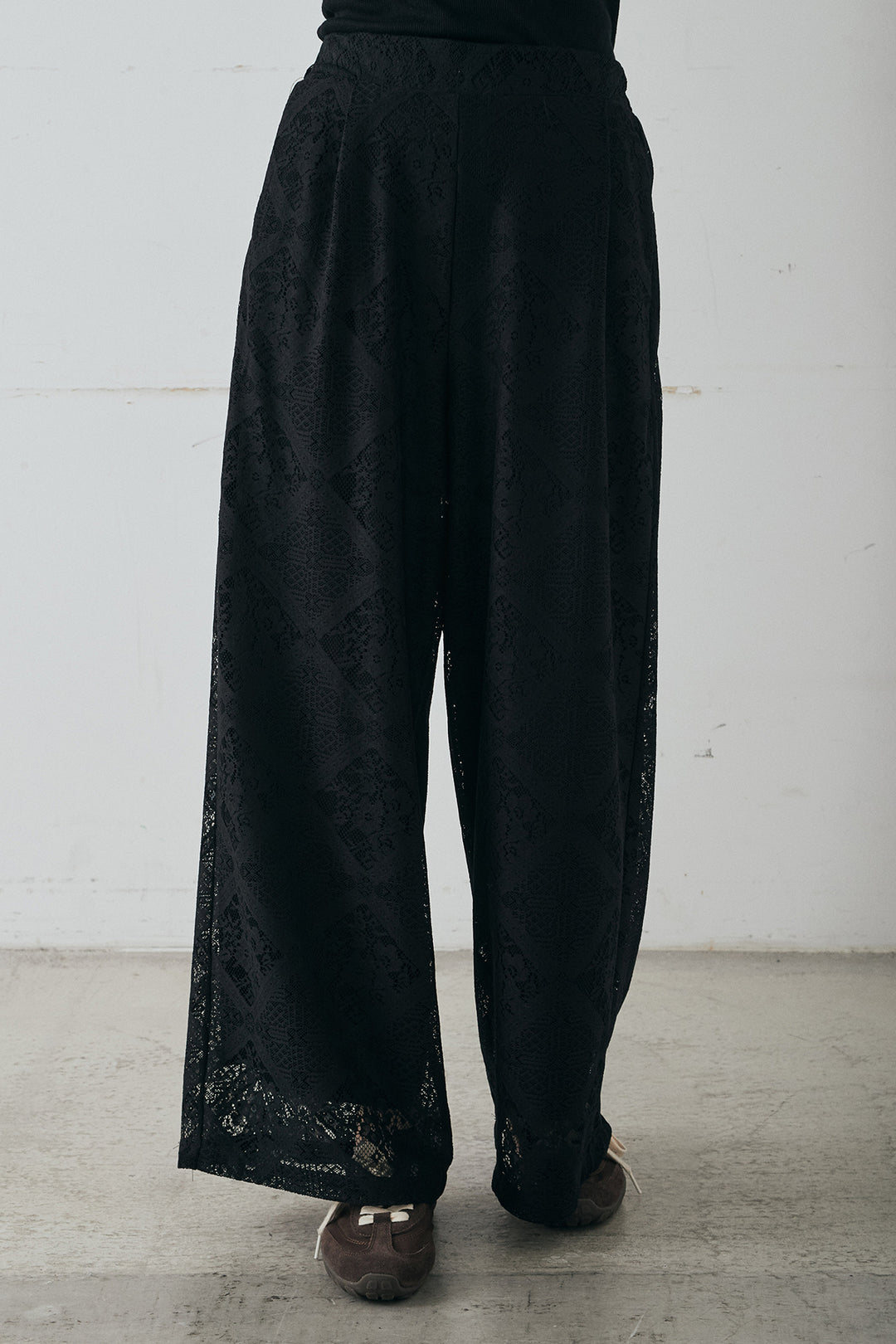 リラックスブロックレースワイドパンツ