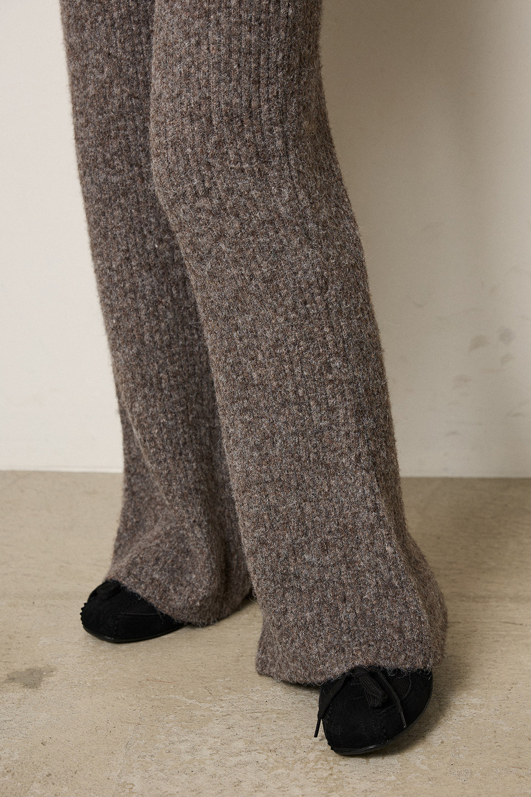 杢ニットリブフレアパンツ