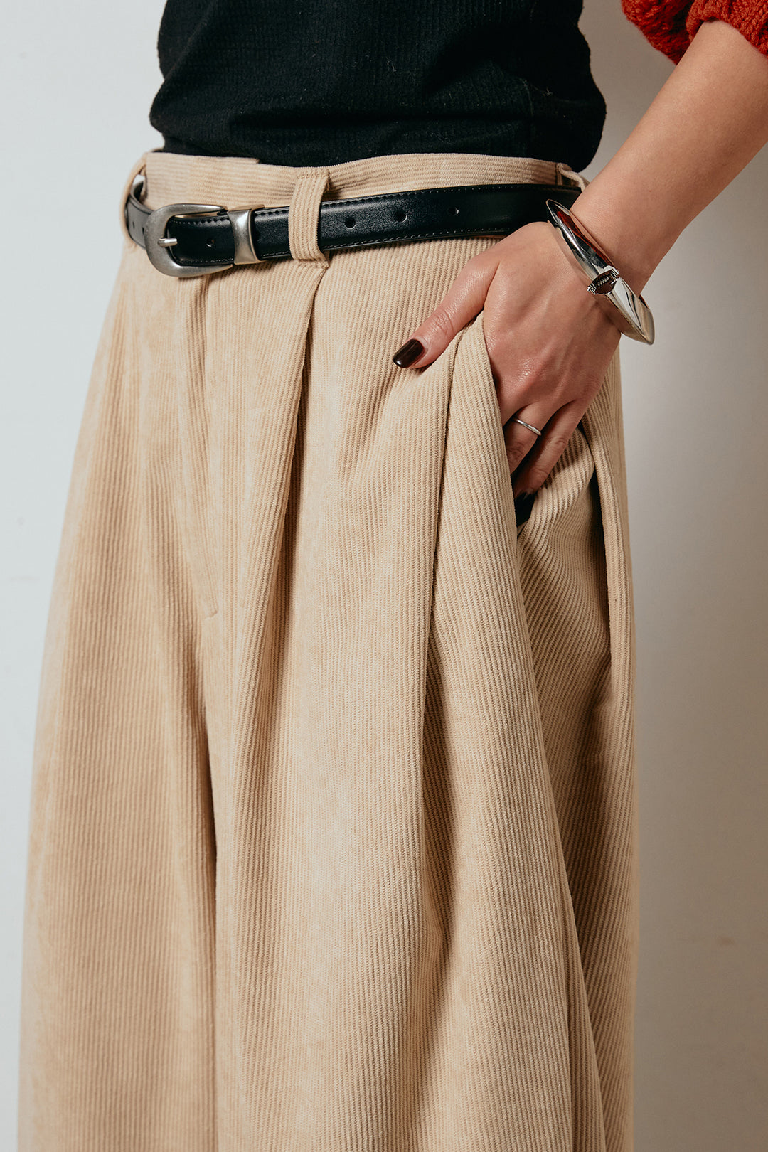 [SET]バルキーケーブルプルオーバー+コーデュロイサイドタックコクーンパンツ(2set)