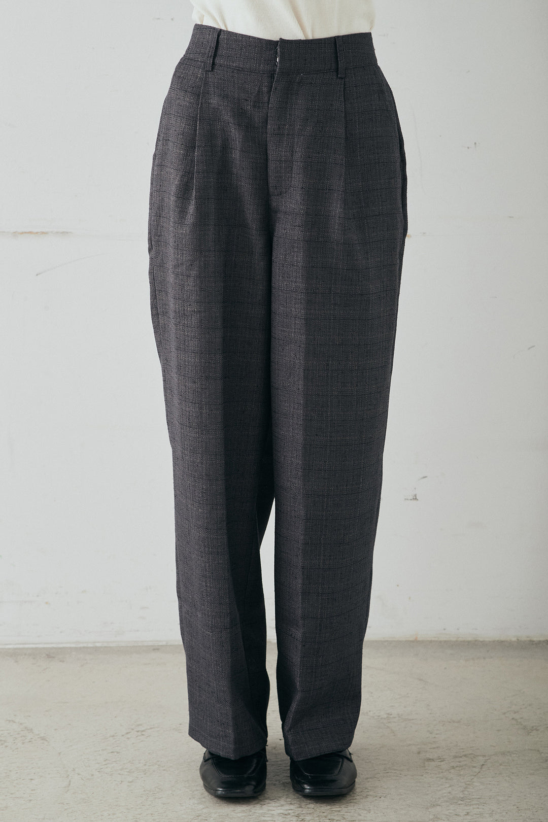 [SET]ツイードウエストドロストシャツ+ツイードタックパンツ(2set)