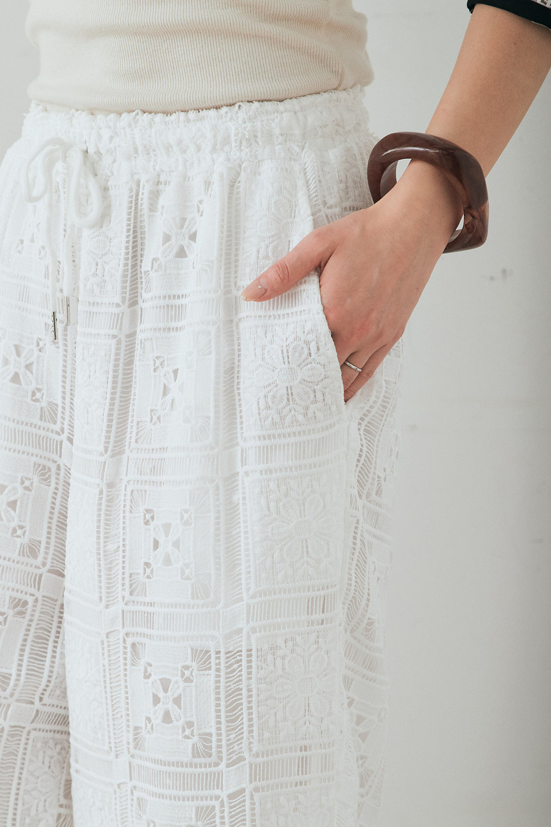 [SET]クロシェレースカーディガン+クロシェレースイージーパンツ(2set)